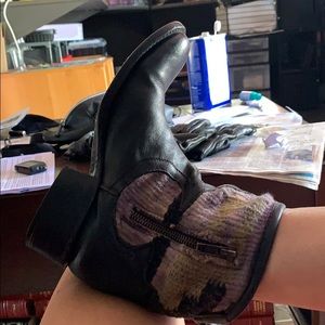 freebird | cablo black wool purple Aztec boots